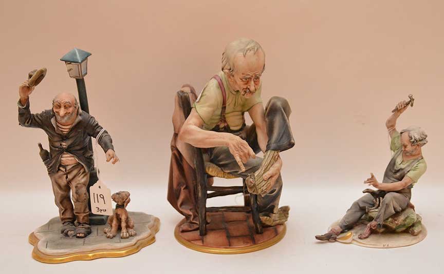 Lot 3 Capodimonte figures, incl; man fixing sock (10 (1 of 7)