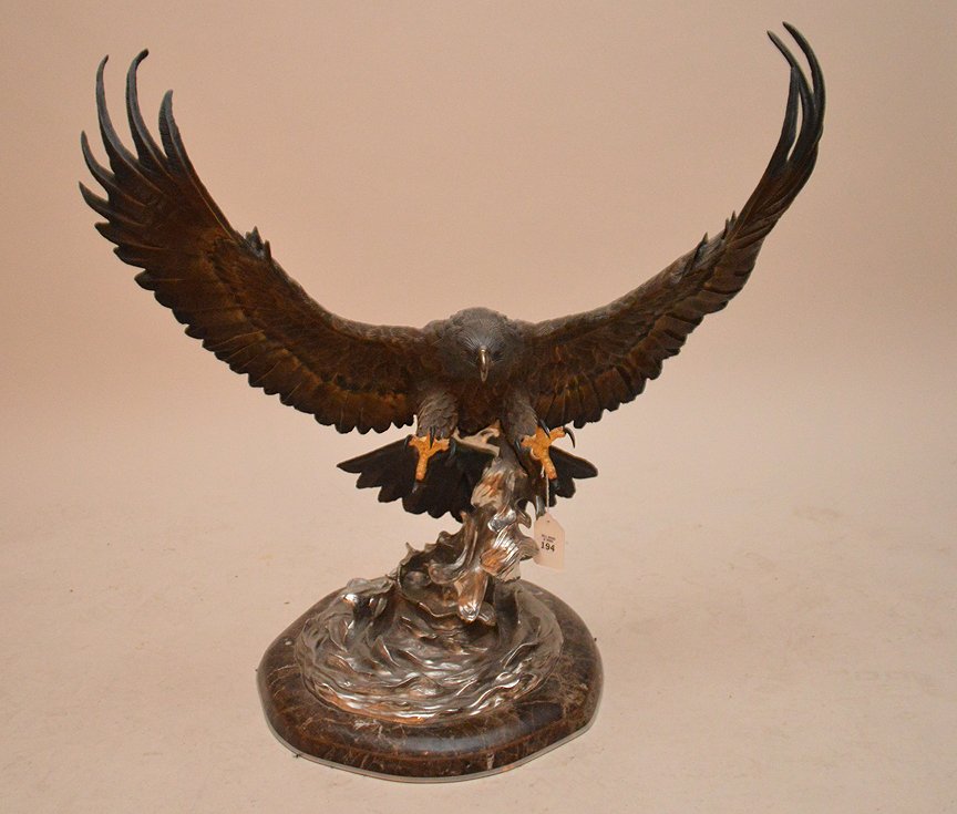 CHESTER FIELDS "THE ATTACK" BRONZE EAGLE SCULPTURE. Ht. (1 of 8)