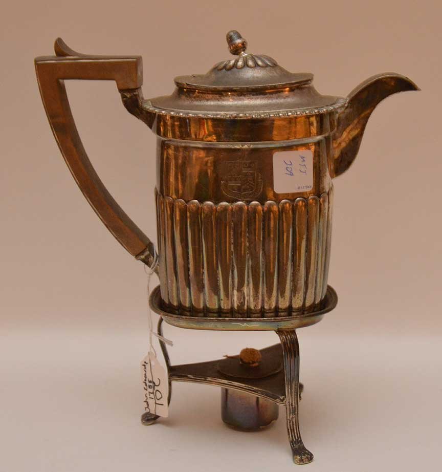 Georgian silver teapot on stand, John Edwards, approx. (1 of 7)