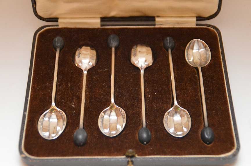 6 English demi tasse spoons, Mappin & Webb: 6 English demi tasse spoons, Mappin & Webb