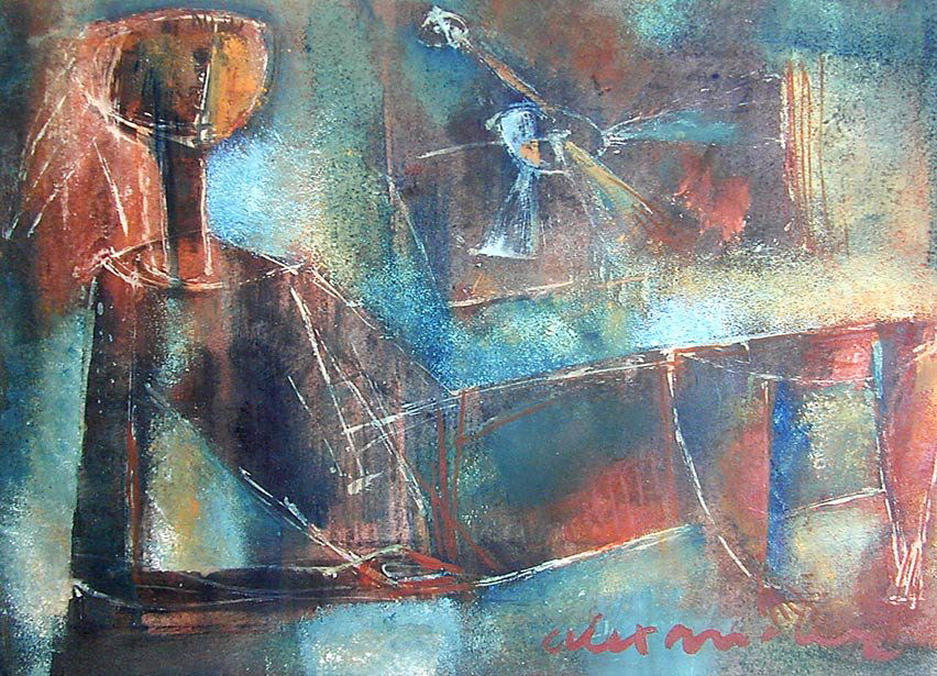 Mid Century Abstract Figural signed Alexander (1 of 4)