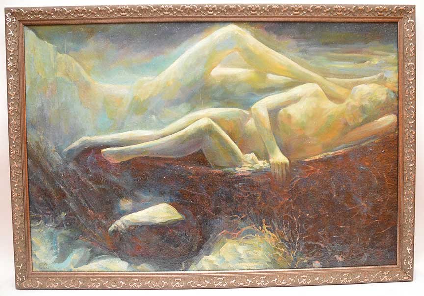 Reclining Nude oil Painting by Pierre Puvis de: Reclining Nude oil Painting by Pierre Puvis de Chavanes, 24" x 36"