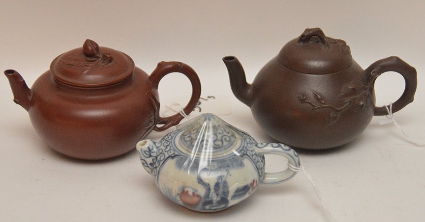 2 Chinese Pottery Tea Pots.  Together with a Chinese (1 of 7)