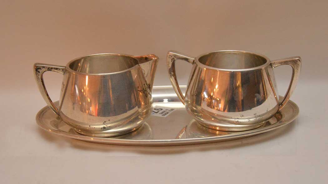 Sterling Gorham sugar and creamer with tray, 10ozt (1 of 1)