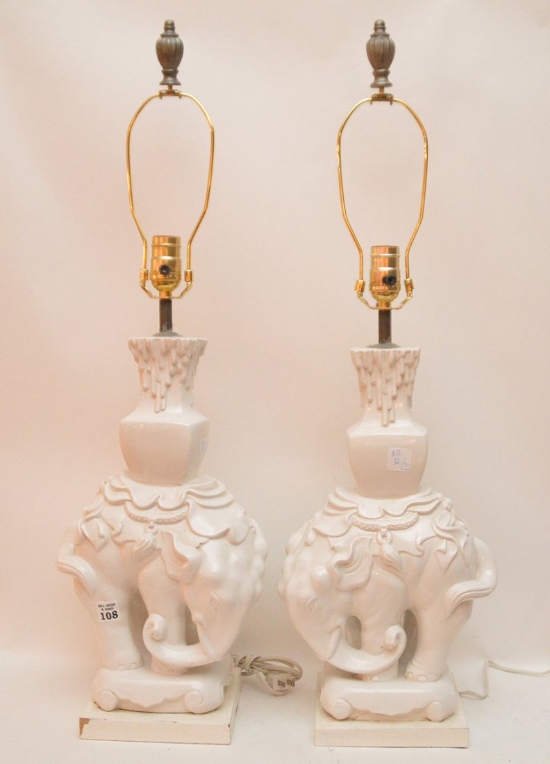 Pair Blanc de Chine ceramic elephant form lamps, 17 (1 of 4)