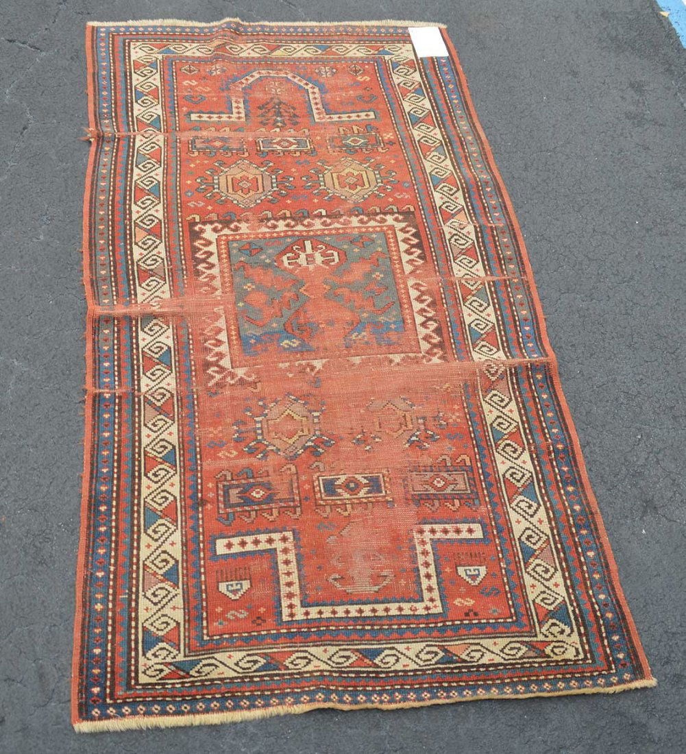 Runner, Caucasian with red field, blue and cream, 7'7" (1 of 4)