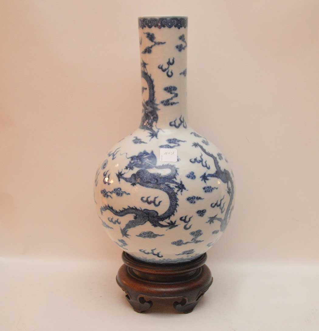 Chinese Porcelain Blue & White Vase with dragon (1 of 5)