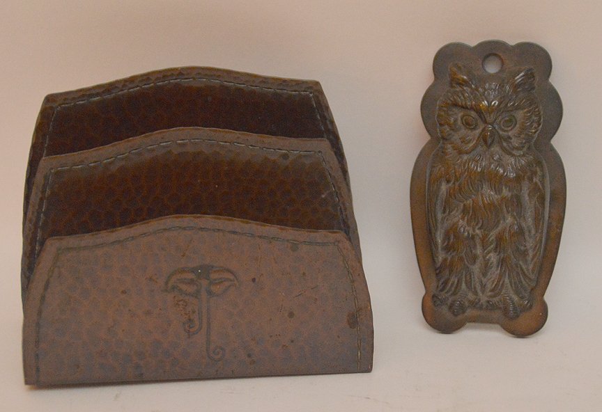 Roycroft Arts & Crafts letter holder & owl paper clip (1 of 3)