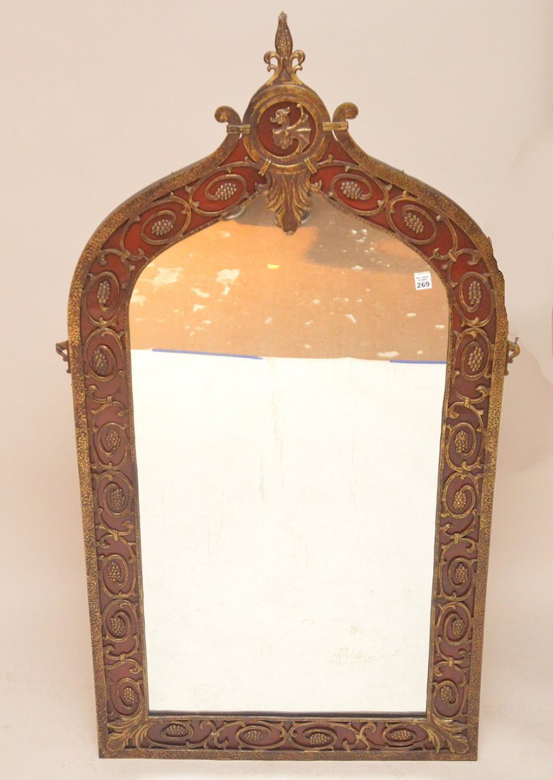 Mirror, Oscar Bach style, painted & distressed hammered (1 of 5)