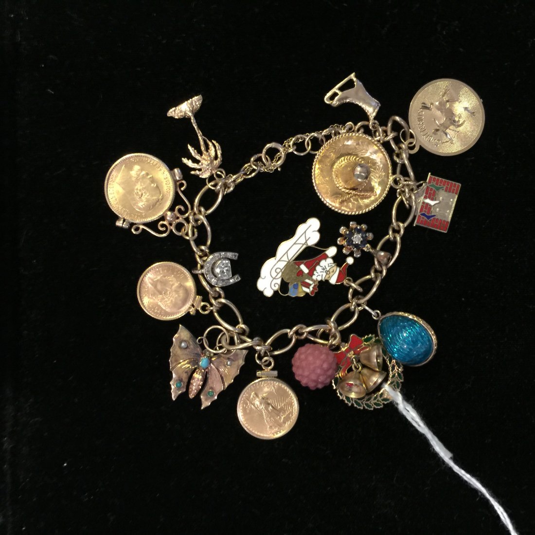 14kt gold charm bracelet, 14kt gold charms, 3 gold (1 of 4)