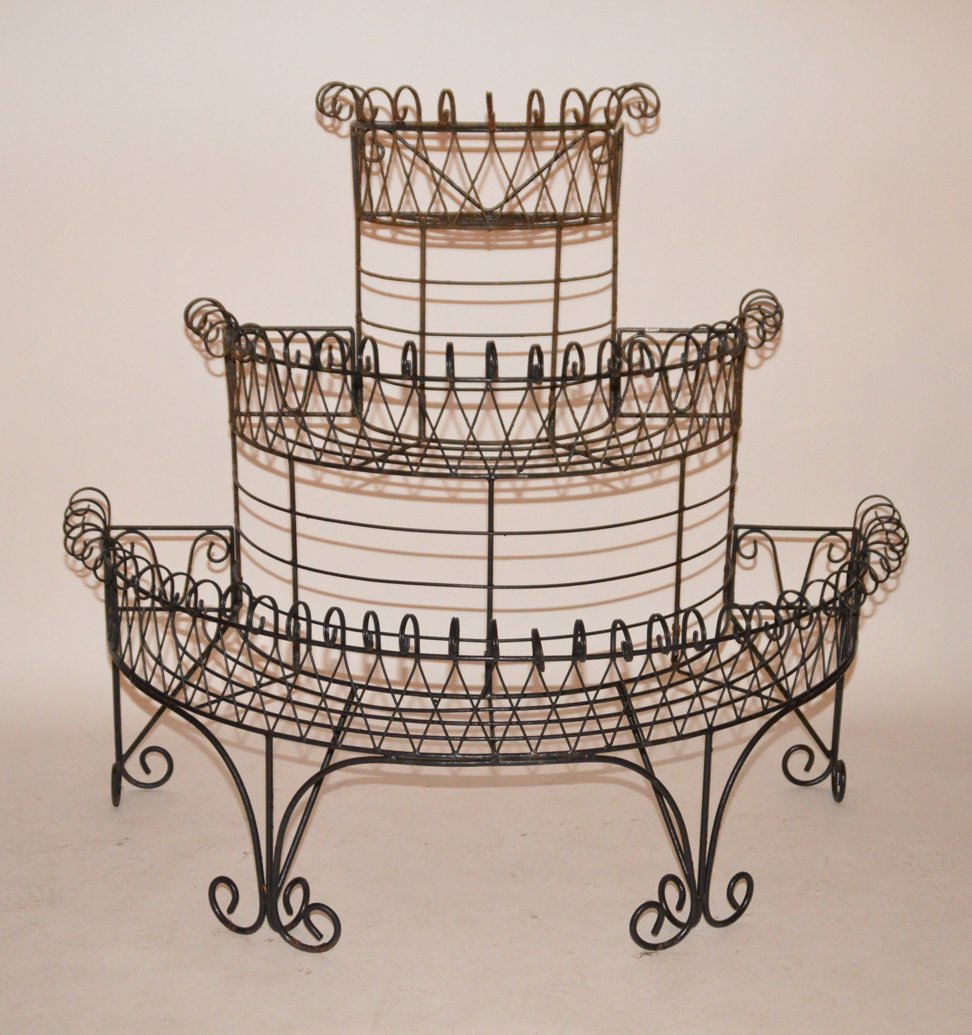 Iron Victorian 3 tier demi lune plant stand, 55inches x (1 of 4)