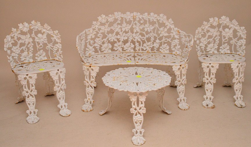 4pc. White cast iron garden set Aug 16, 2016 Bill Hood & Sons Art