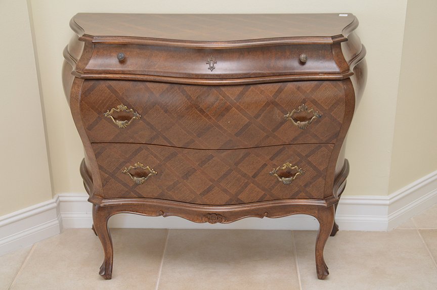 Italian Bombay form 3 drawer chest, 32"h x 36"w x 16"d (1 of 1)
