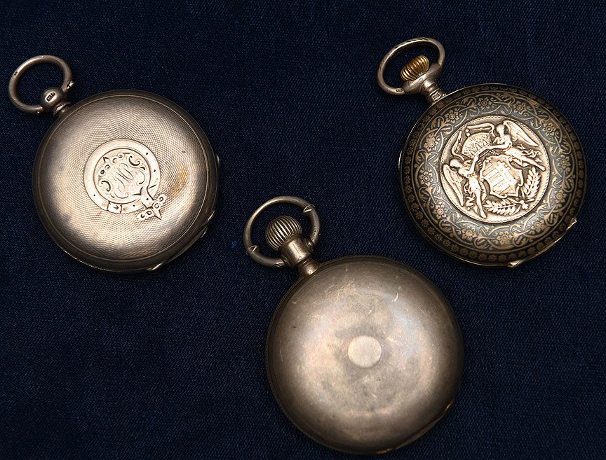3 Antique Silver Pocket Watches.  1 Geneve Silver Case (1 of 10)