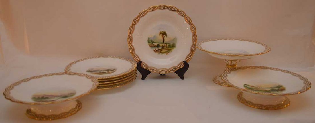 Paris Porcelain china with landscape design, incl; 6 (1 of 4)