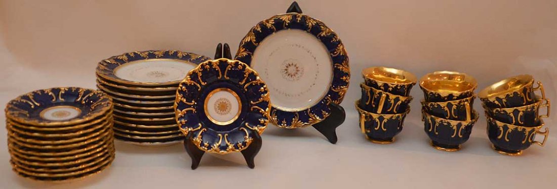 Dessert set, Paris, cobalt and gold, incl; 12 plates (7 (1 of 4)