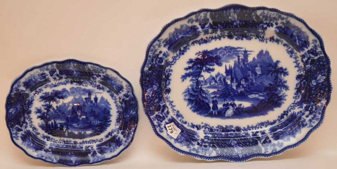 2 Flow Blue platters: 2 Flow Blue platters