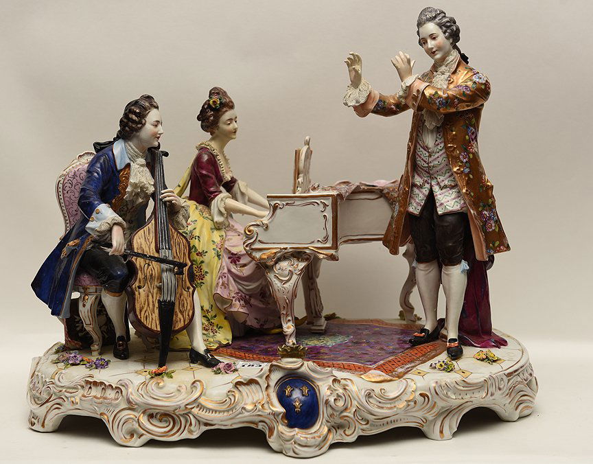 Oversized porcelain Dresden figural grouping gentleman (1 of 7)