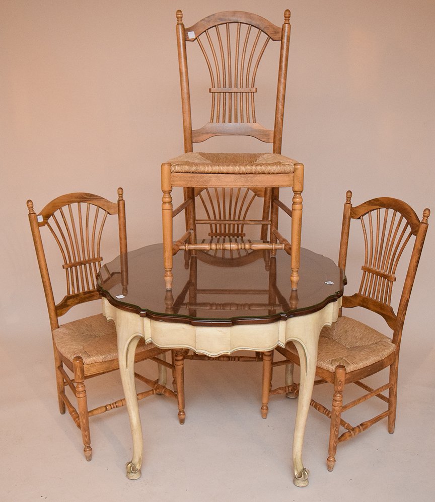 French Provincial table with custom glass top and 4 (1 of 2)