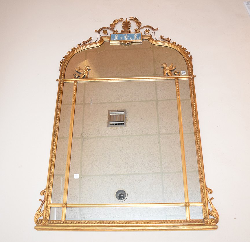 Classical gilded mirror with Wedgwood style plaque at (1 of 3)