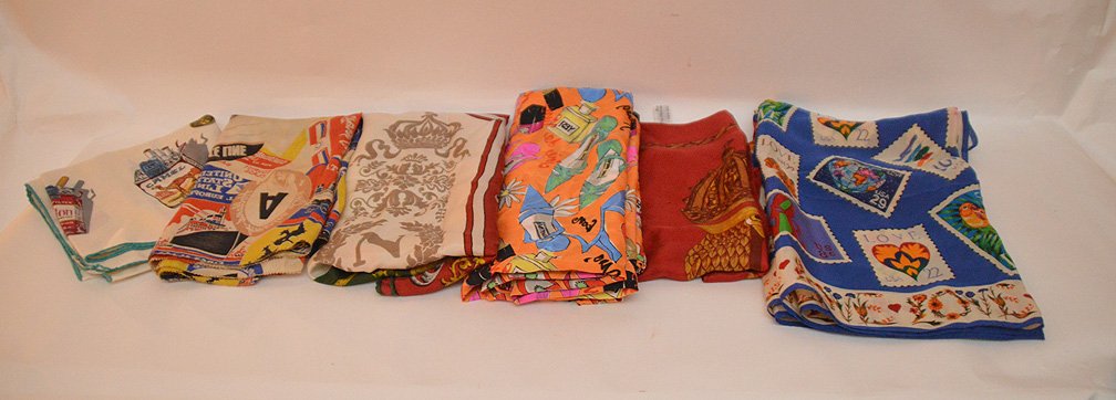 Lot of 6 ladies vintage scarves,  a) advertising Camel, (1 of 8)