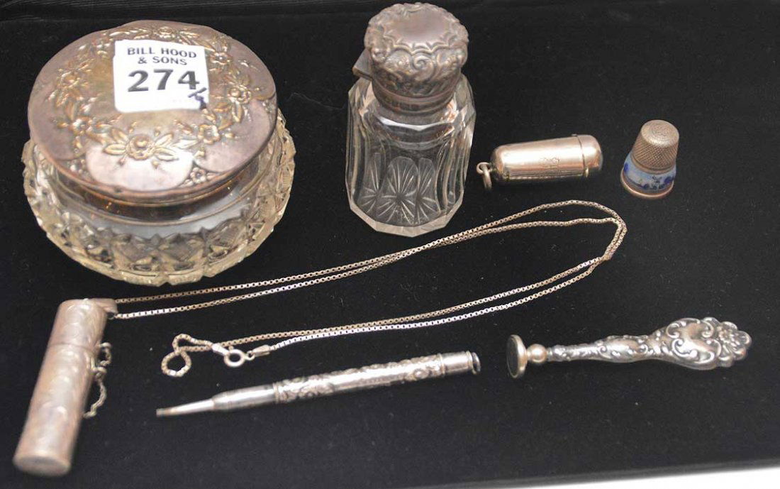 Lot of 8 sterling items, 1 sterling & glass inkwell, 1 (1 of 3)