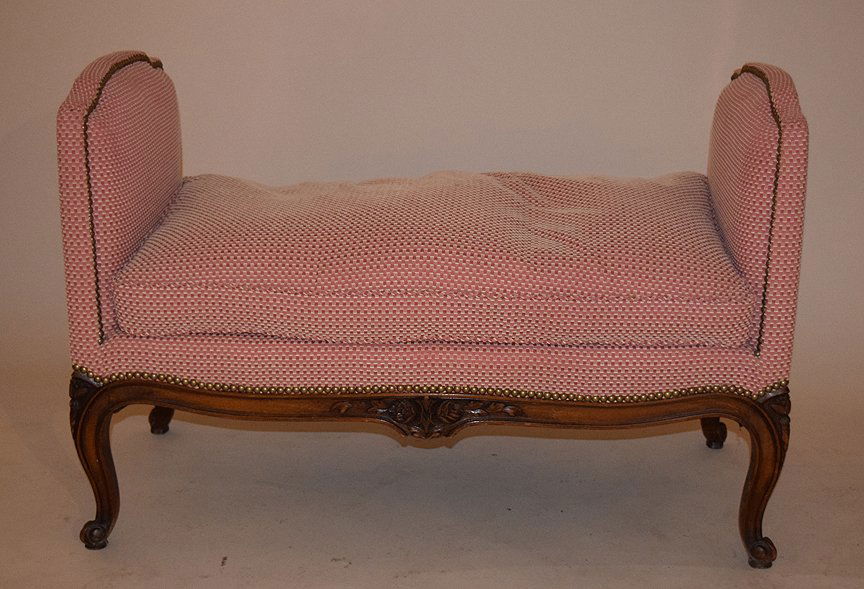 Country French bench with brass nail heads, approx. (1 of 3)