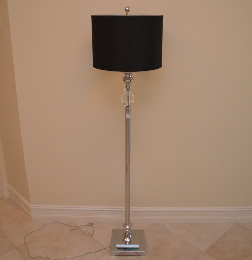Modern glass & chrome floor lamp, 61"h (1 of 4)