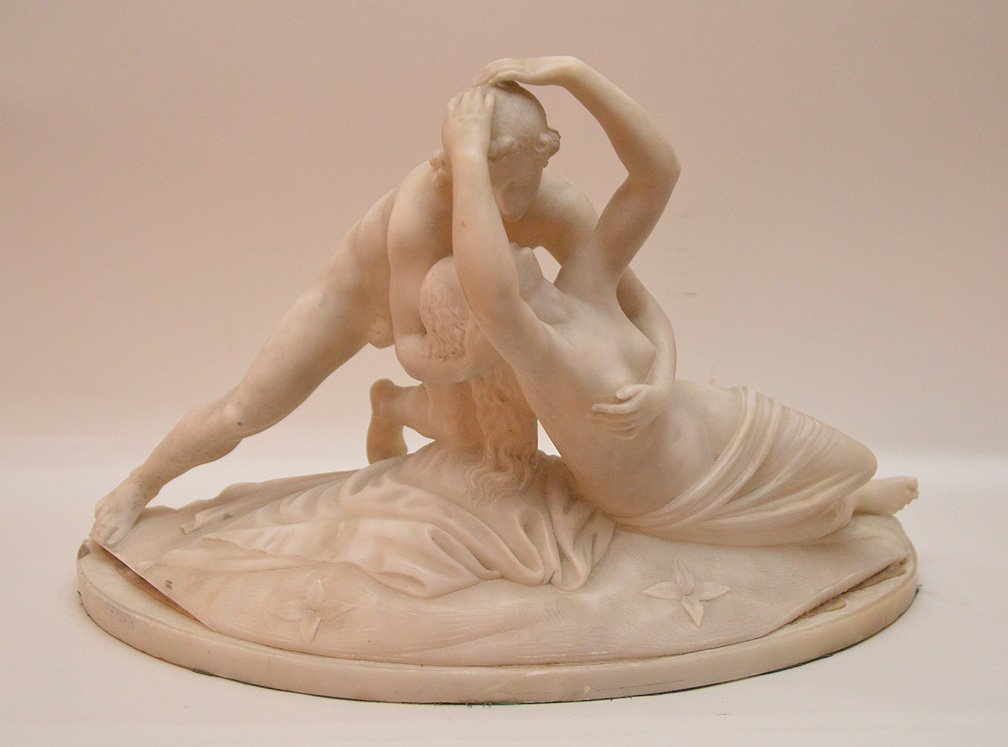 Alabaster sculpture "Lovers", 10 1/2"h: Alabaster sculpture "Lovers", 10 1/2"h