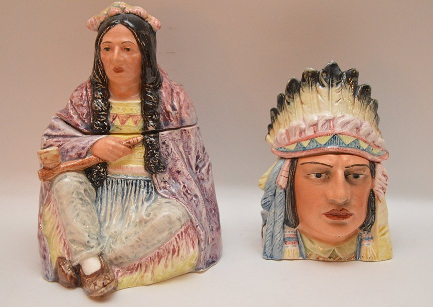 2 antique tobacco jars, 6"h & 8"h (1 of 5)