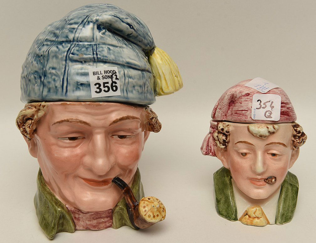 2 antique tobacco jars, 5"h & 8"h (1 of 6)