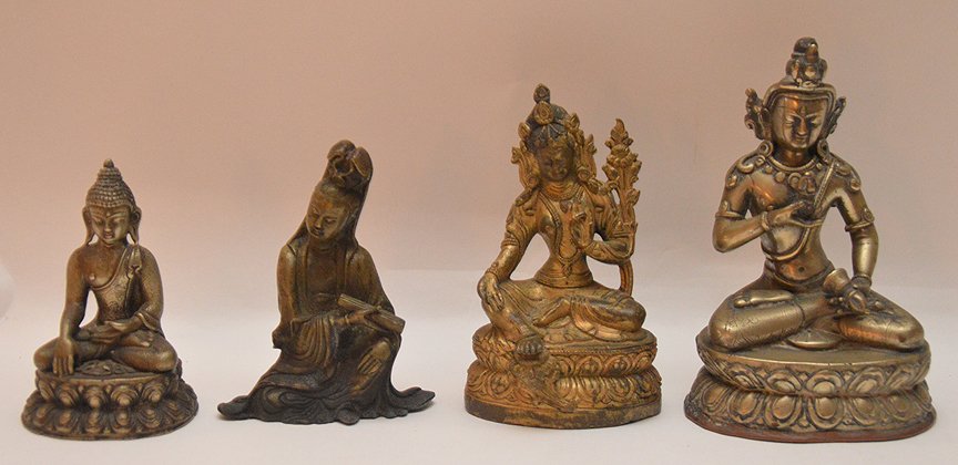 4 oriental deities, 3 1/2"h, 4"h, 4 3/4"h and 5 1/2"h (1 of 7)