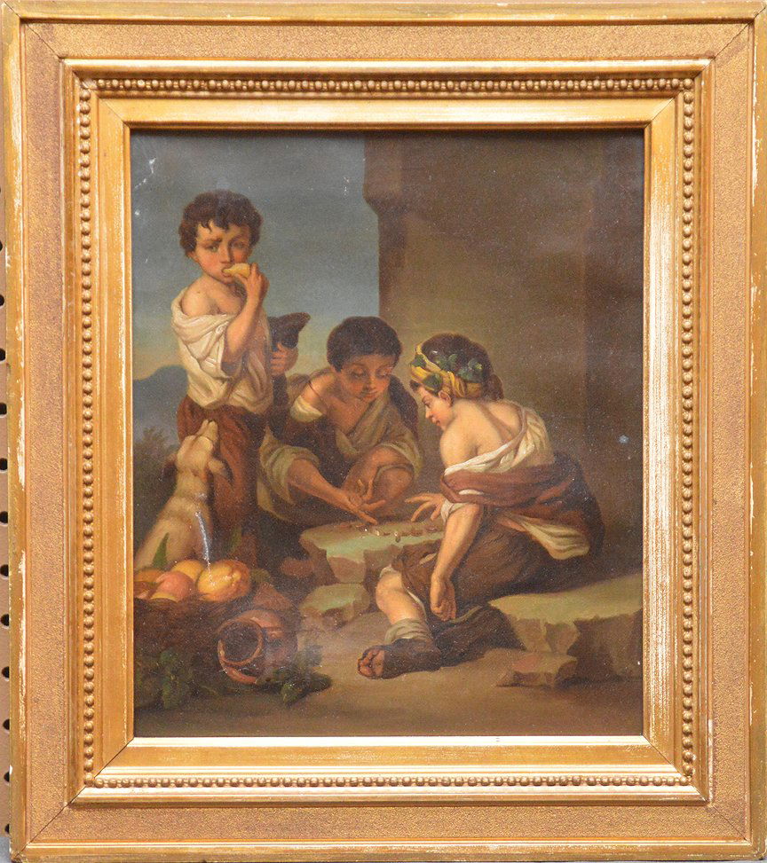 19th Century oil on canvas, Children - "Game Time", (1 of 3)