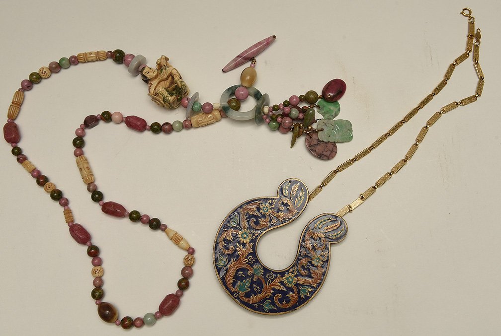 Vintage Multi-Stone Necklace. Lth 21".  Together with a (1 of 3)