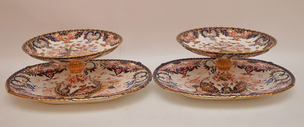 4 Pieces Royal Crown Derby porcelain, 2 compotes (4 (1 of 3)
