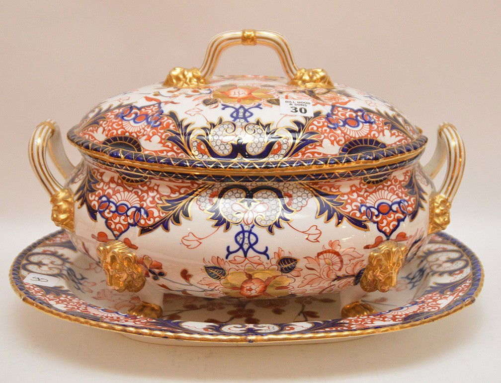 Royal Crown Derby "Imari" porcelain large tureen with (1 of 5)