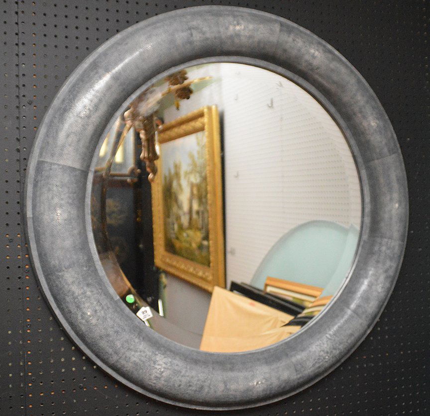 Shagreen stye round frame mirror attributed to Carl (1 of 2)