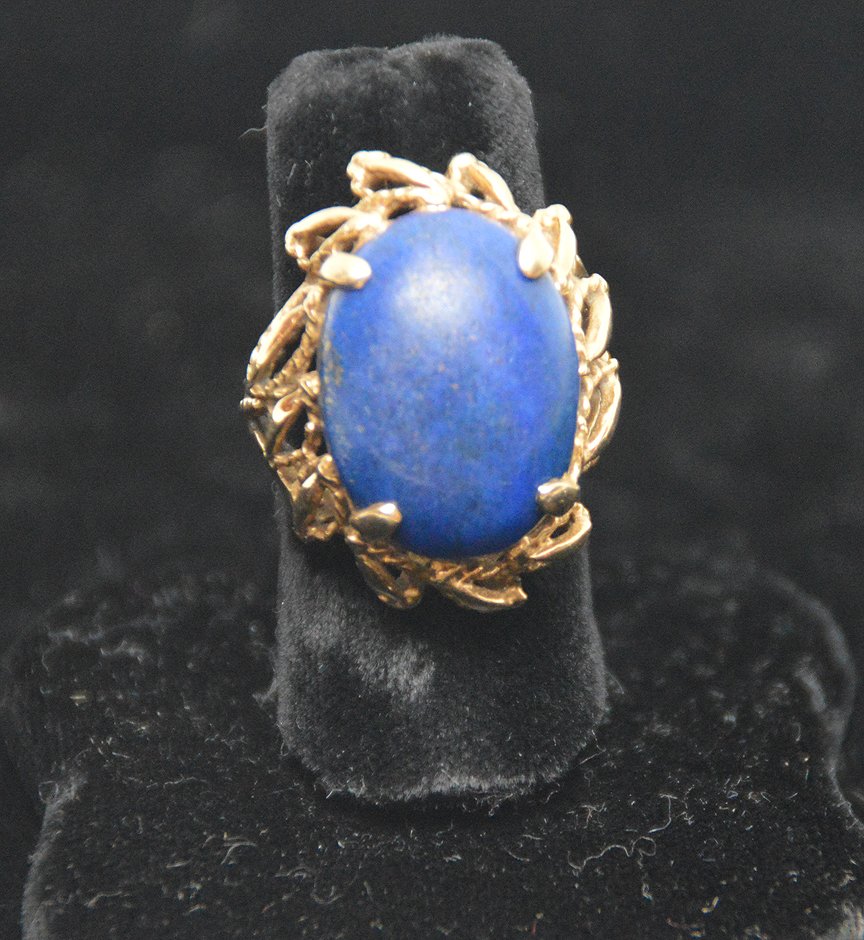 Ladies ring, 14kt gold, lapis stone (1 of 3)