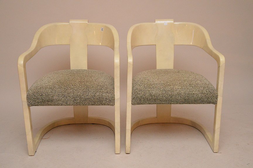 Pair unsigned Springer arm chairs, 32"h x 19"d (1 of 6)