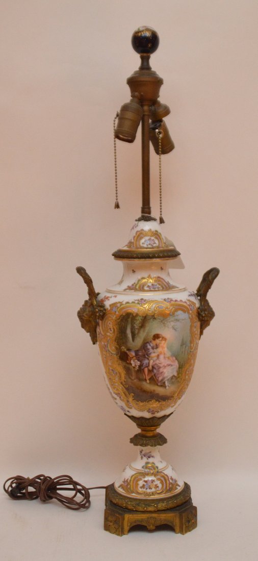 French Sevres  porcelain lamp, 30"h (1 of 7)