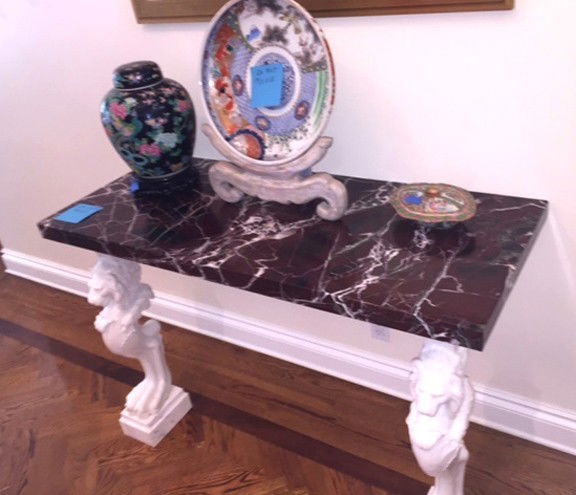 Italian Carved Marble Console.  The base two carved (1 of 2)