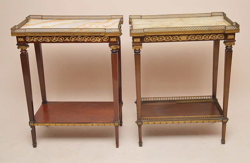 Pair Louis XVI occasional table with gilt metal rims, (1 of 7)