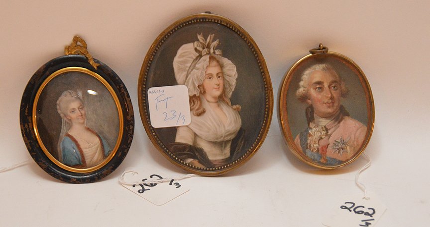3 Miniature Portraits.  Largest  titled "Lady (1 of 6)