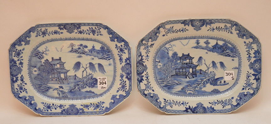 Pair 19th Century Canton Porcelain Platters each 10" x (1 of 4)