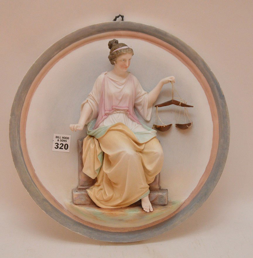 Bisque circular wall plaque, 12"dia (1 of 3)