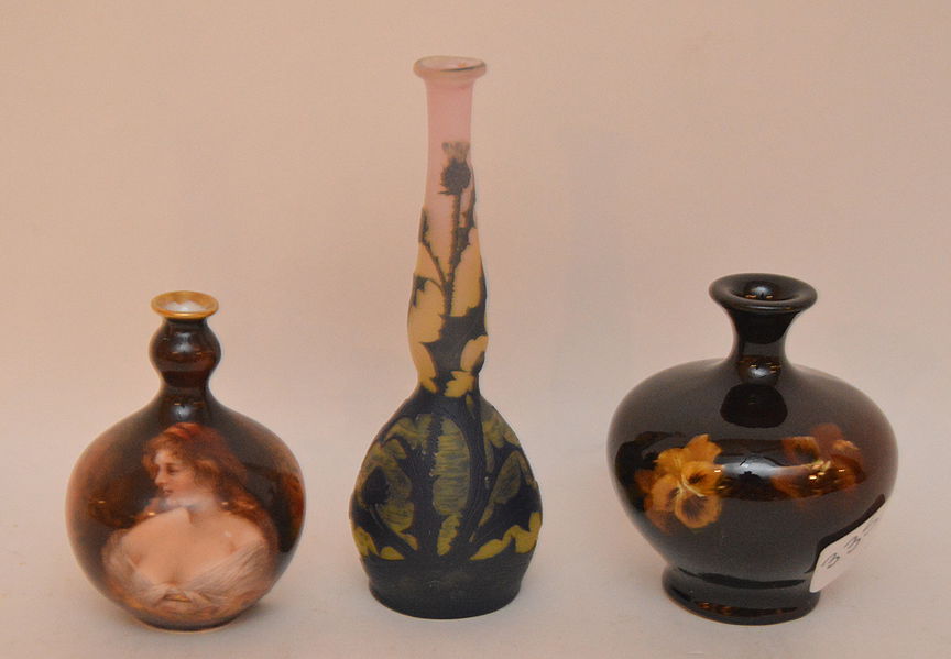 Mini Rookwood vase (3 3/4"h), mini German portrait vase (1 of 5)