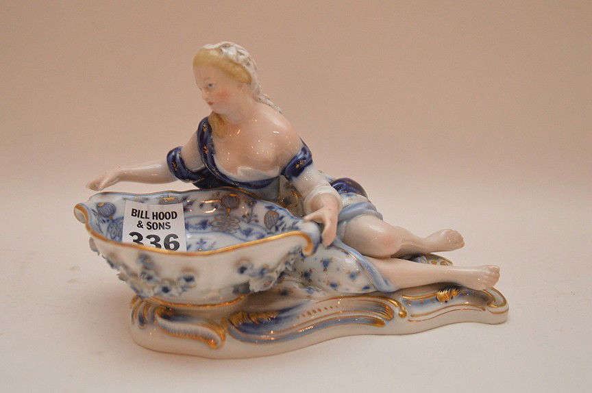 Meissen porcelain sweet meat dish, 4 1/2"h x 7"w (1 of 4)