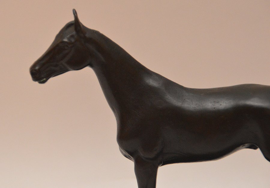 Bronze Horse Signed Isidore Bonheur on a red marble (1 of 5)