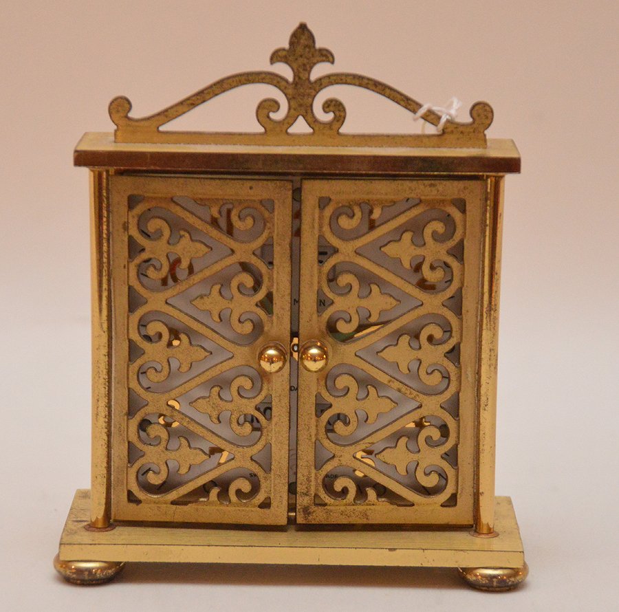 Wakmann Brass 8 Day Travel Clock.  Ht. 4 3/4" (1 of 4)