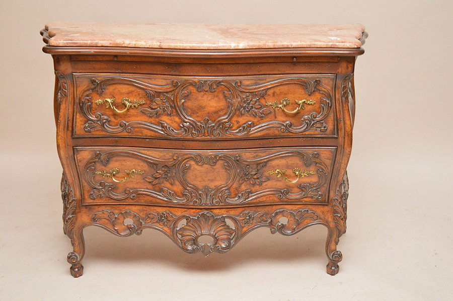 French style serpentine 2 drawer chest with conforming (1 of 5)